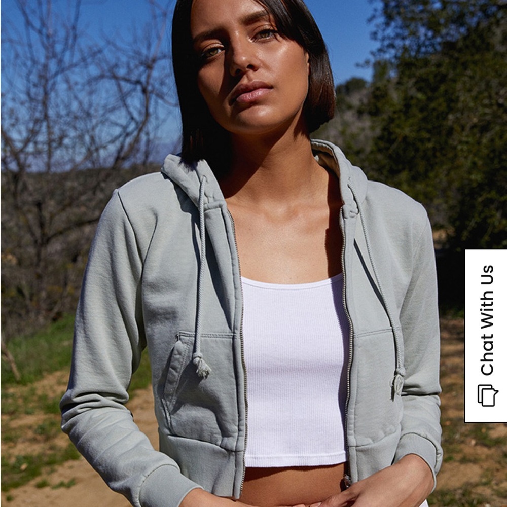 John Galt Pale Green Crystal Hoodie Zip Up ONE SIZE